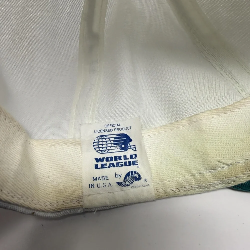 Vintage Sacramento Surge Hat Cap Snap Back One Size White Teal WLAF Football 90s